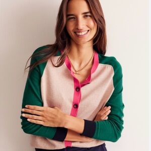 NWT—Boden Color Blocked Raglan Sleeve Cardigan—Size Large